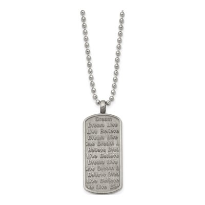 Stainless Steel Live Dream Believe Dog Tag Pendant Necklace – view 4