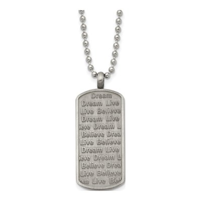 Stainless Steel Live Dream Believe Dog Tag Pendant Necklace