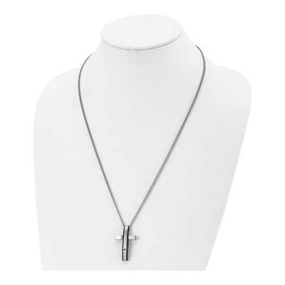 Black Stainless Steel Diamond Cross Pendant Necklace – view 4
