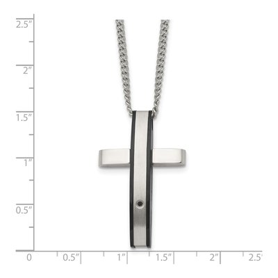 Black Stainless Steel Diamond Cross Pendant Necklace – view 5
