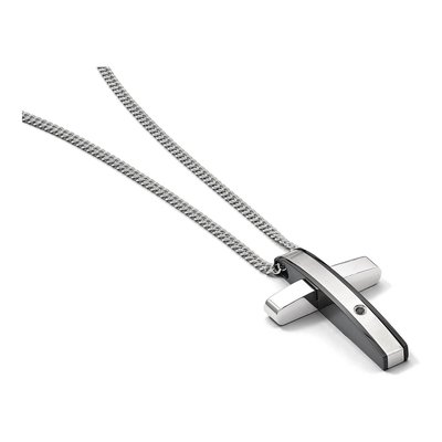 Black Stainless Steel Diamond Cross Pendant Necklace – view 7