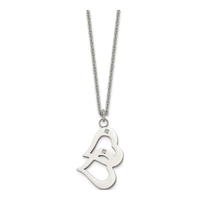 Stainless Steel CZ Heart Pendant Necklace – view 4