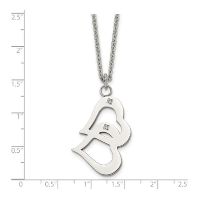 Stainless Steel CZ Heart Pendant Necklace – view 6
