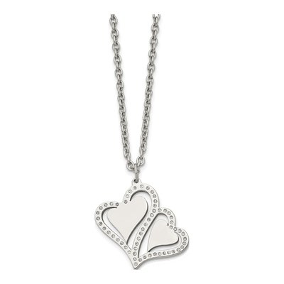 Stainless Steel Crystal Hearts Pendant Necklace – view 4