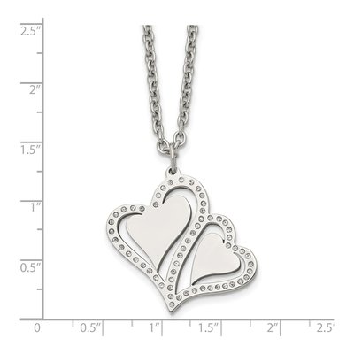Stainless Steel Crystal Hearts Pendant Necklace – view 6
