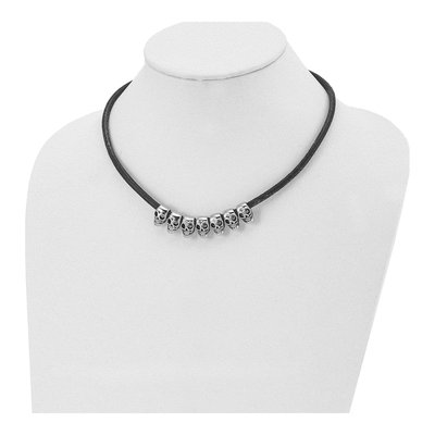 Stainless Steel Skull Leather Cord Necklace – view 4