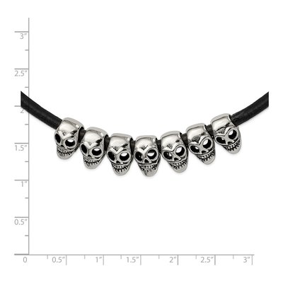 Stainless Steel Skull Leather Cord Necklace – view 5