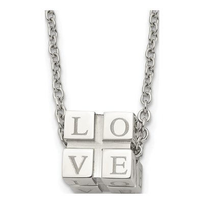 Stainless Steel LOVE Blocks Pendant Necklace