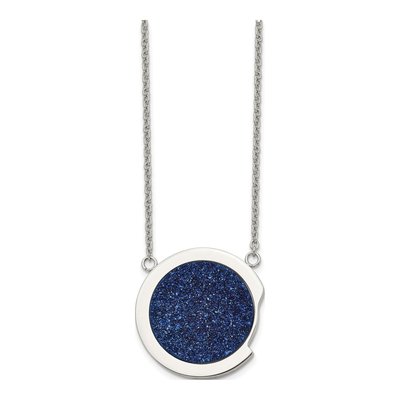Stainless Steel Blue Druzy Pendant Necklace – view 5