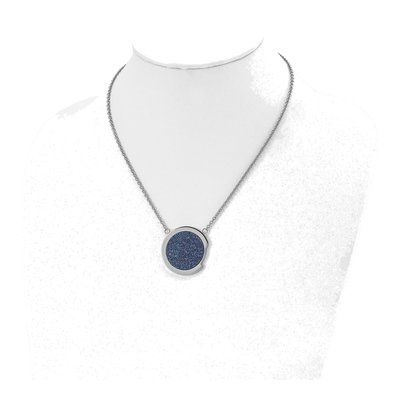 Stainless Steel Blue Druzy Pendant Necklace – view 6