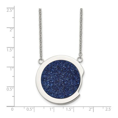 Stainless Steel Blue Druzy Pendant Necklace – view 7