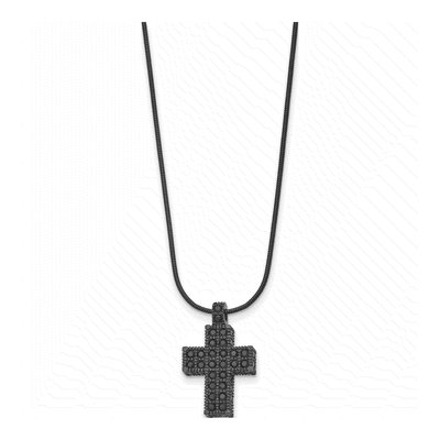 Black Stainless Steel Crystal Cross Pendant Necklace – view 4