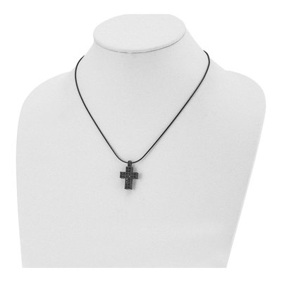 Black Stainless Steel Crystal Cross Pendant Necklace – view 5
