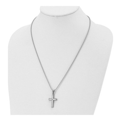 Stainless Steel Diamond Cross Pendant Necklace – view 5