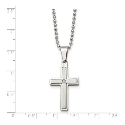 Stainless Steel Diamond Cross Pendant Necklace – view 6