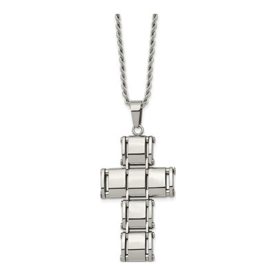 Stainless Steel Moveable Cross Rope Pendant Necklace – view 4