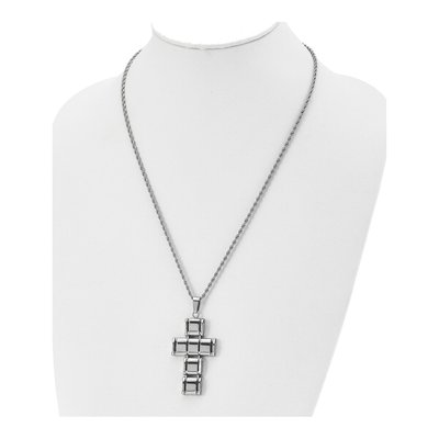 Stainless Steel Moveable Cross Rope Pendant Necklace – view 5