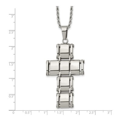 Stainless Steel Moveable Cross Rope Pendant Necklace – view 6