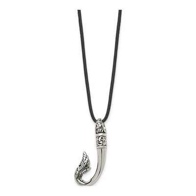 Stainless Steel Hook Leather Cord Pendant Necklace – view 4