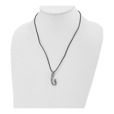 Stainless Steel Hook Leather Cord Pendant Necklace – view 5