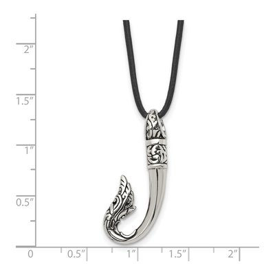 Stainless Steel Hook Leather Cord Pendant Necklace – view 6