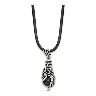 Stainless Steel Agate Leather Cord Pendant Necklace – view 4