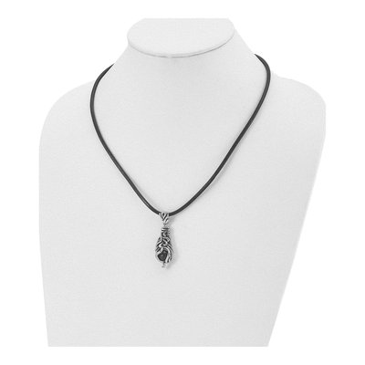 Stainless Steel Agate Leather Cord Pendant Necklace – view 5