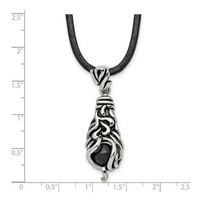 Stainless Steel Agate Leather Cord Pendant Necklace – view 6
