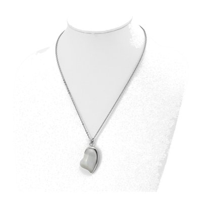 Stainless Steel Cat's Eye Heart Pendant Necklace – view 5