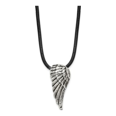 Stainless Steel Wing Leather Necklace – view 4