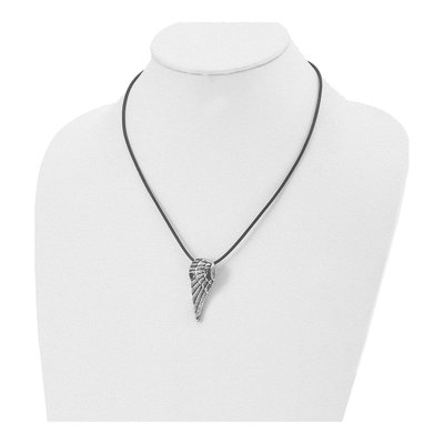Stainless Steel Wing Leather Necklace – view 5