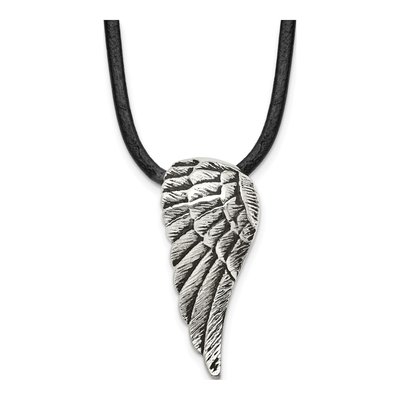 Stainless Steel Wing Leather Necklace