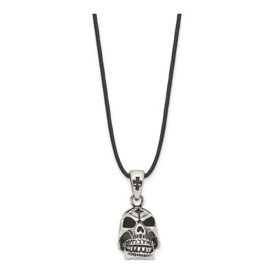 Stainless Steel Skull Leather Pendant Necklace – view 4