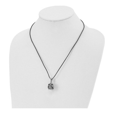 Stainless Steel Skull Leather Pendant Necklace – view 5