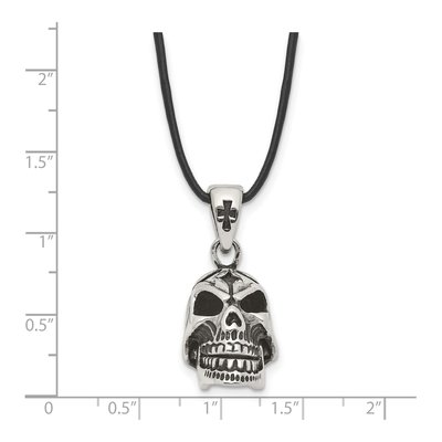 Stainless Steel Skull Leather Pendant Necklace – view 6