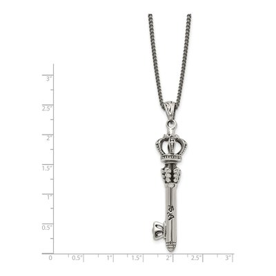 Stainless Steel Crown Key Pendant Necklace – view 4