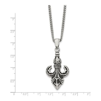 Stainless Steel Fleur de Lis Pendant Necklace – view 4