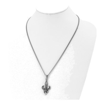 Stainless Steel Fleur de Lis Pendant Necklace – view 5