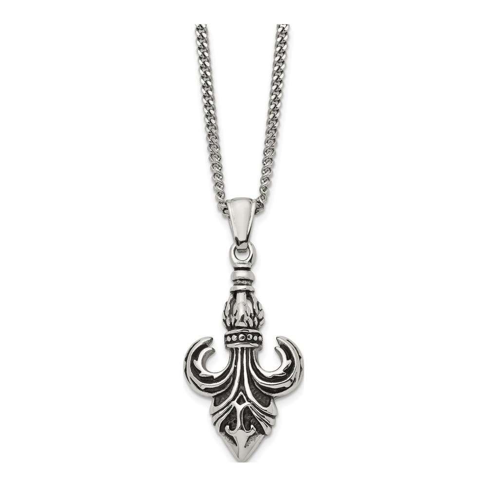 Men's Stainless Steel Fleur de Lis Necklace
