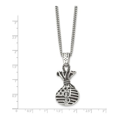 Stainless Steel Money Bag Pendant Necklace – view 3