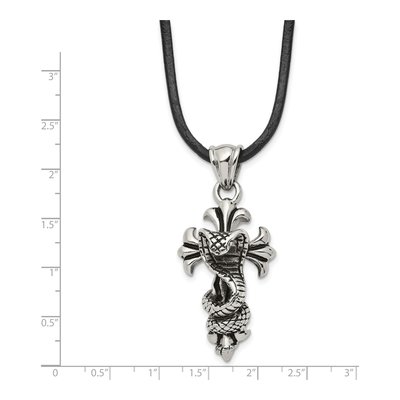 Stainless Steel Snake Cross Pendant Necklace – view 4