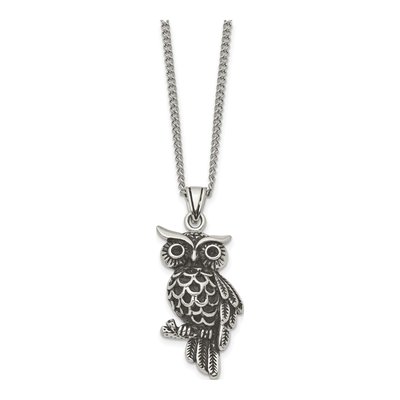 Stainless Steel Crystal Owl Pendant Necklace – view 3