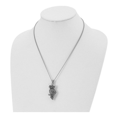 Stainless Steel Crystal Owl Pendant Necklace – view 4