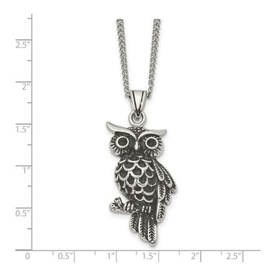 Stainless Steel Crystal Owl Pendant Necklace – view 5