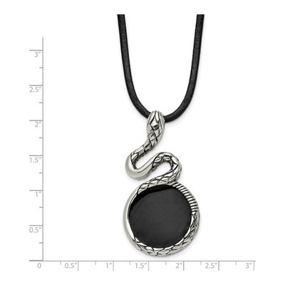 Stainless Steel Snake Leather Pendant Necklace – view 4