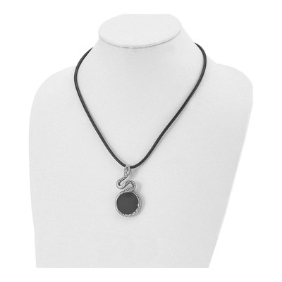 Stainless Steel Snake Leather Pendant Necklace – view 5