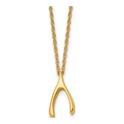 Stainless Steel Wishbone Pendant Necklace
