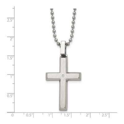 Stainless Steel Diamond Cross Pendant Necklace – view 5