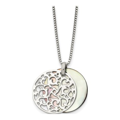 Stainless Steel Mother of Pearl Pendant Necklace