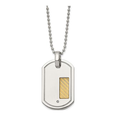 Stainless Steel Diamond Dog Tag Pendant Necklace – view 4